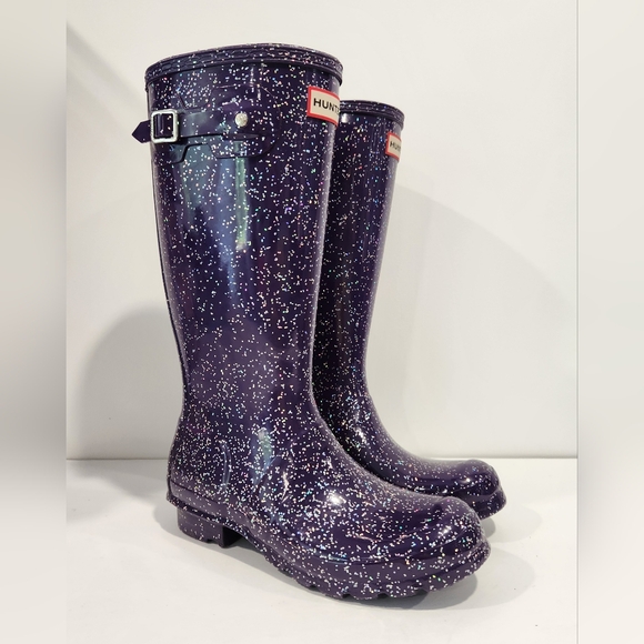 Purple Holographic Hunter Boots Hunter Kids Original Giant Glitter